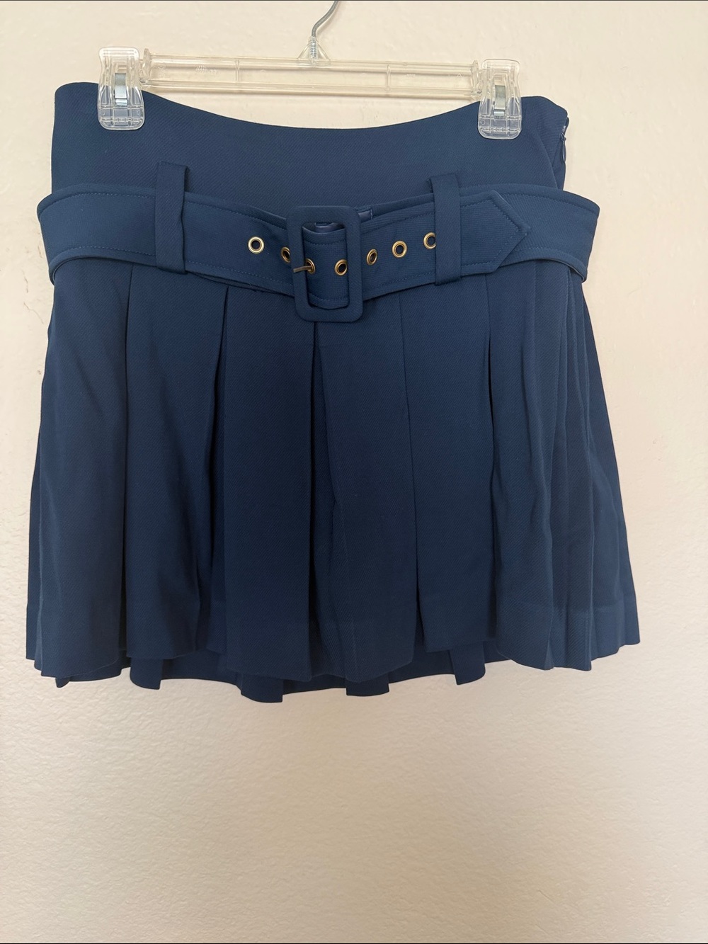 Ramy Brook Navy Pleated Belted Mini Skort Size 6